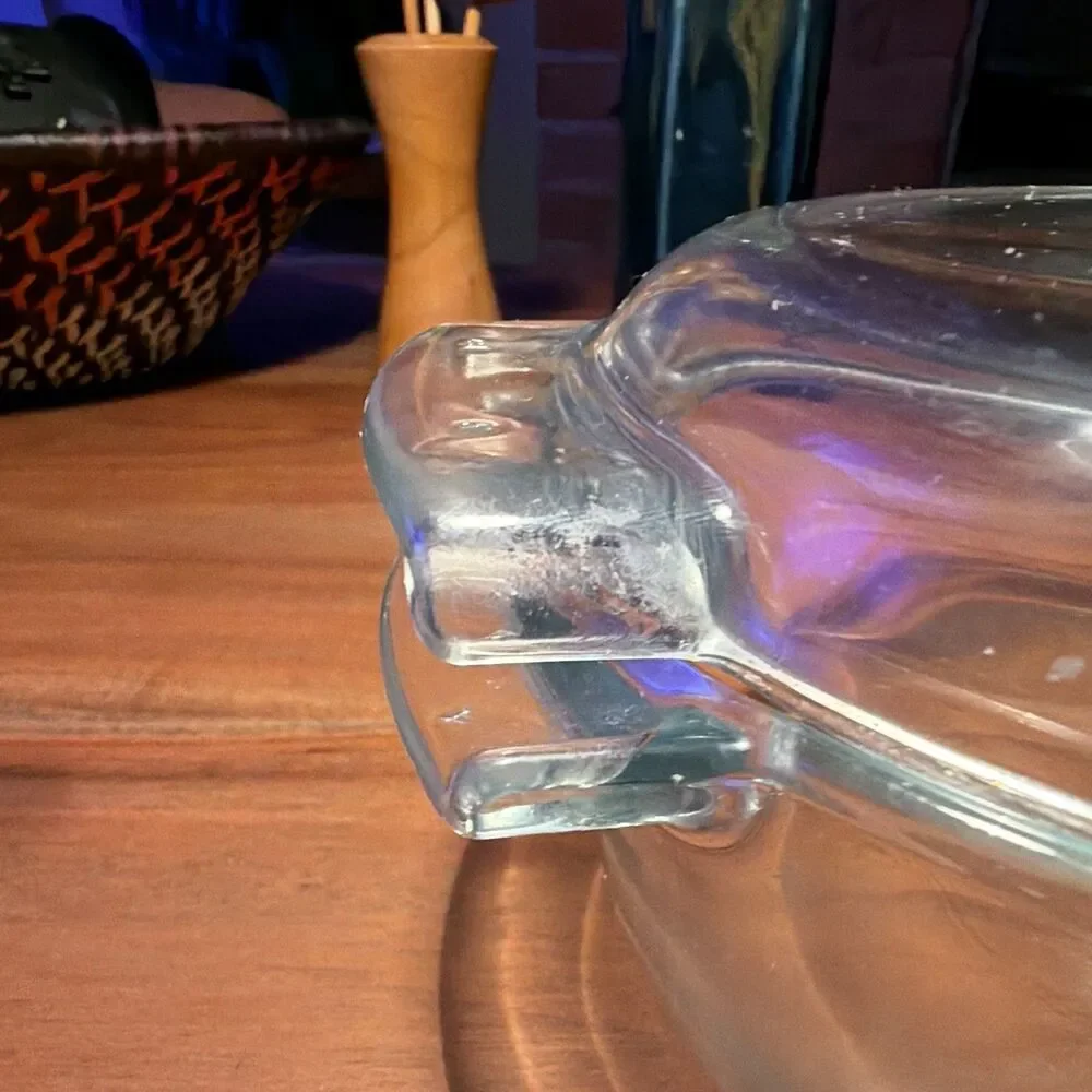 PYREX Clear Glass Round Casserole Dish w/ Lid & Handles No Pattern 1 pint 451 K